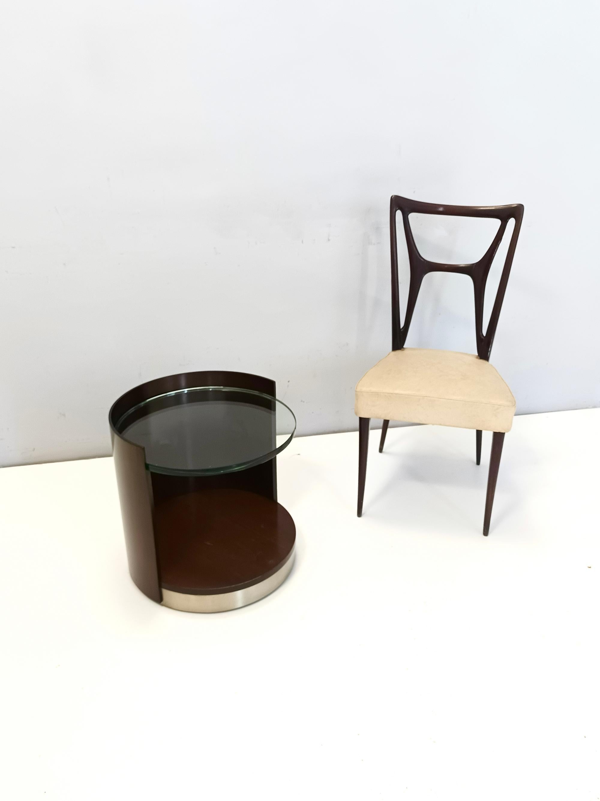 Post-Modern Round Walnut Coffee Table with a Glass Shelf by Gianni Moscatelli for Formanova