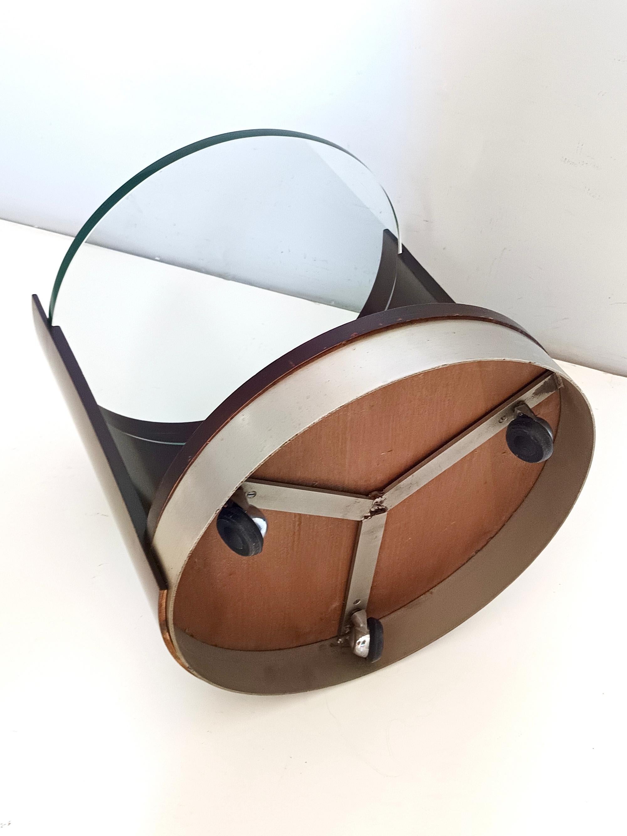 Round Walnut Coffee Table with a Glass Shelf by Gianni Moscatelli for Formanova 2