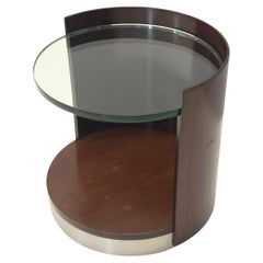 Round Walnut Coffee Table with a Glass Shelf by Gianni Moscatelli for Formanova