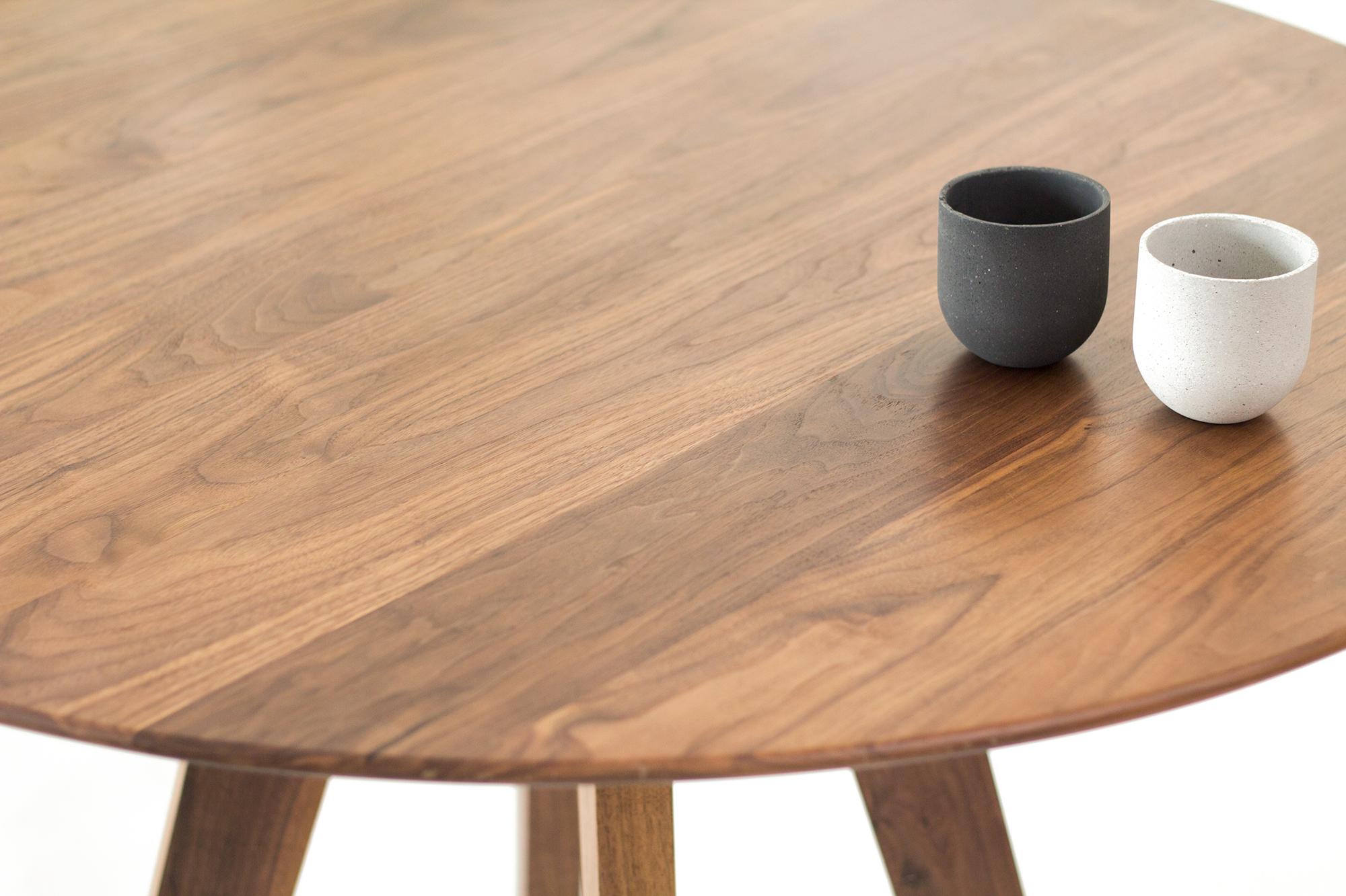Varnished Round Walnut Dining Table by CMX For Sale