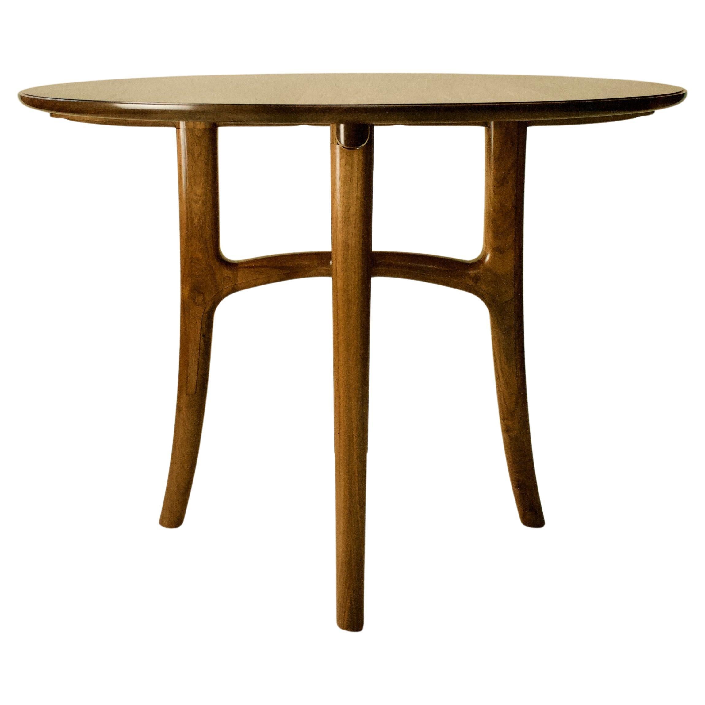 Round Walnut Dining Table For Sale at 1stDibs