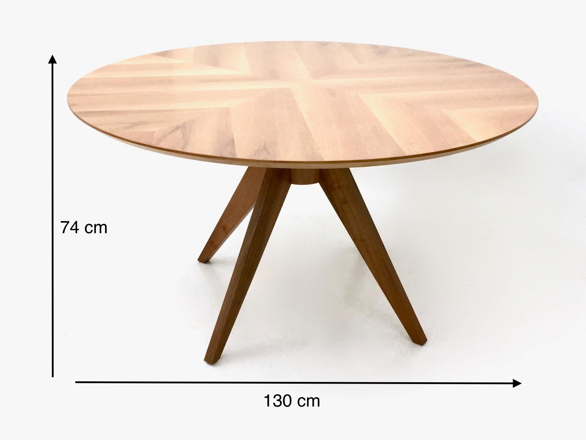 Round Walnut Dining Table in 1950s Style, Italy, 1990s 1