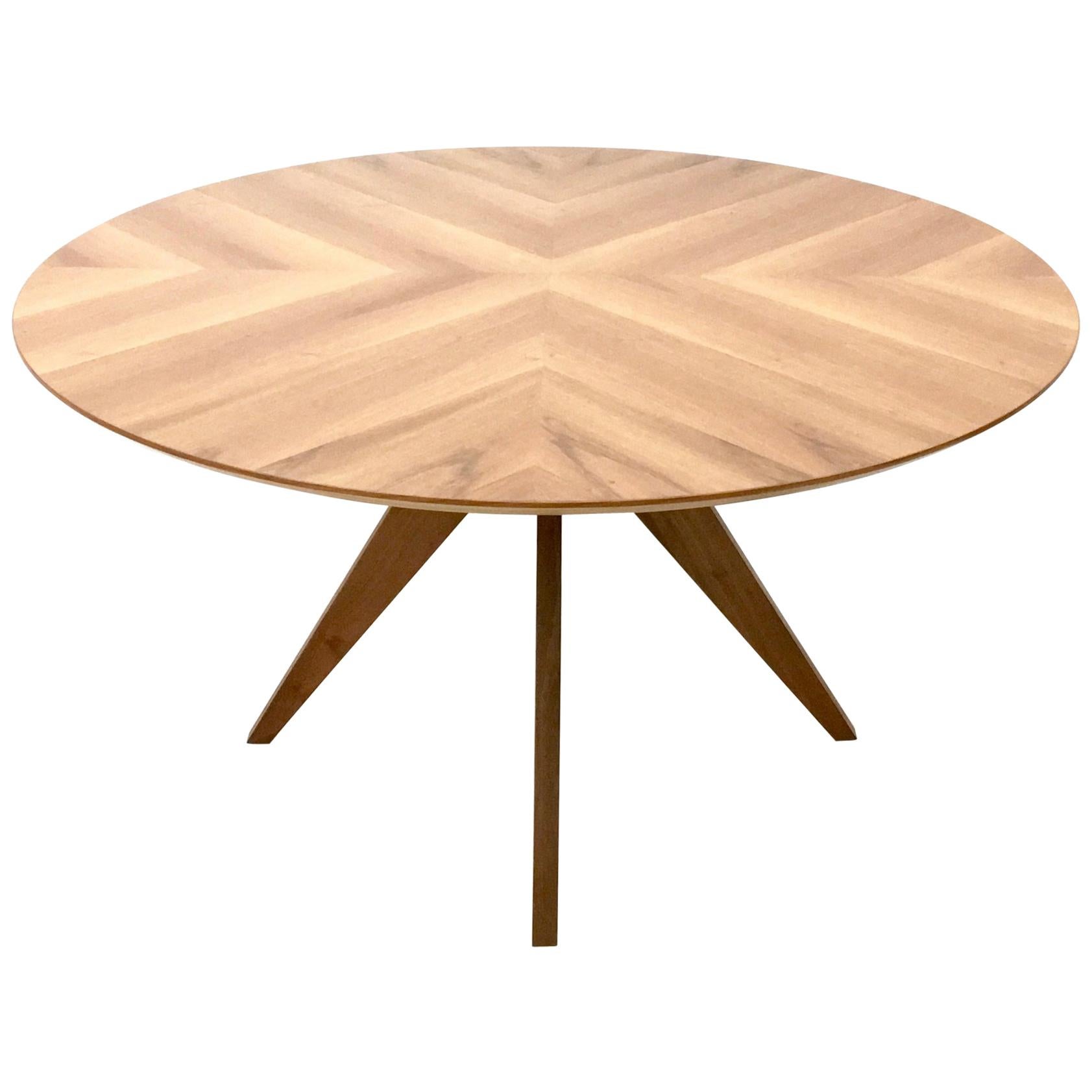 Round Walnut Dining Table in 1950s Style, Italy, 1990s