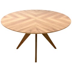 Round Walnut Dining Table in 1950s Style, Italy, 1990s