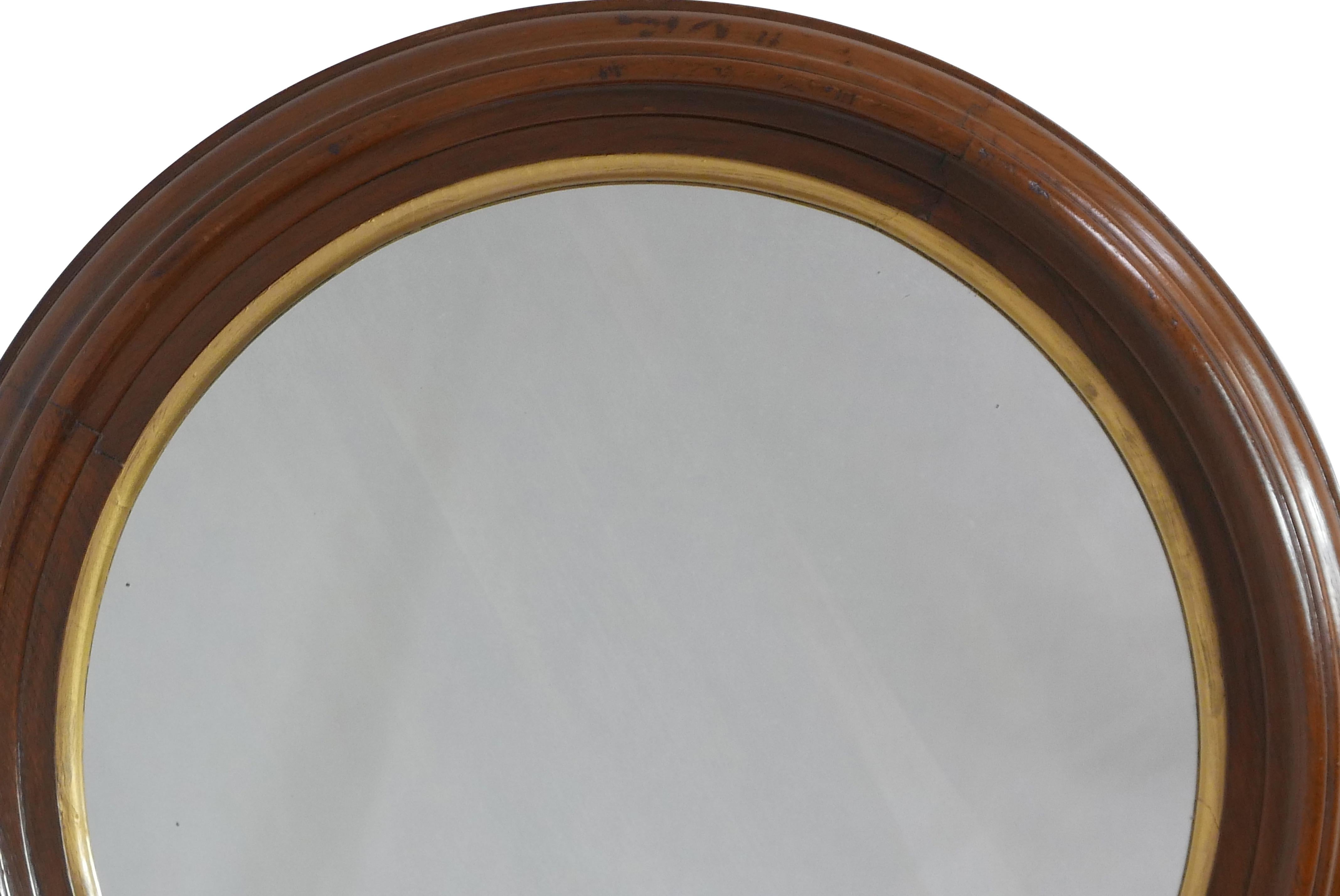round walnut mirror