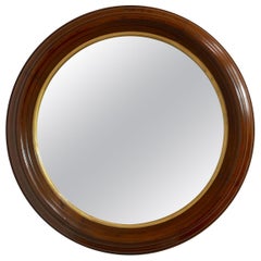 Round Walnut Framed Mirror, American, circa 1870