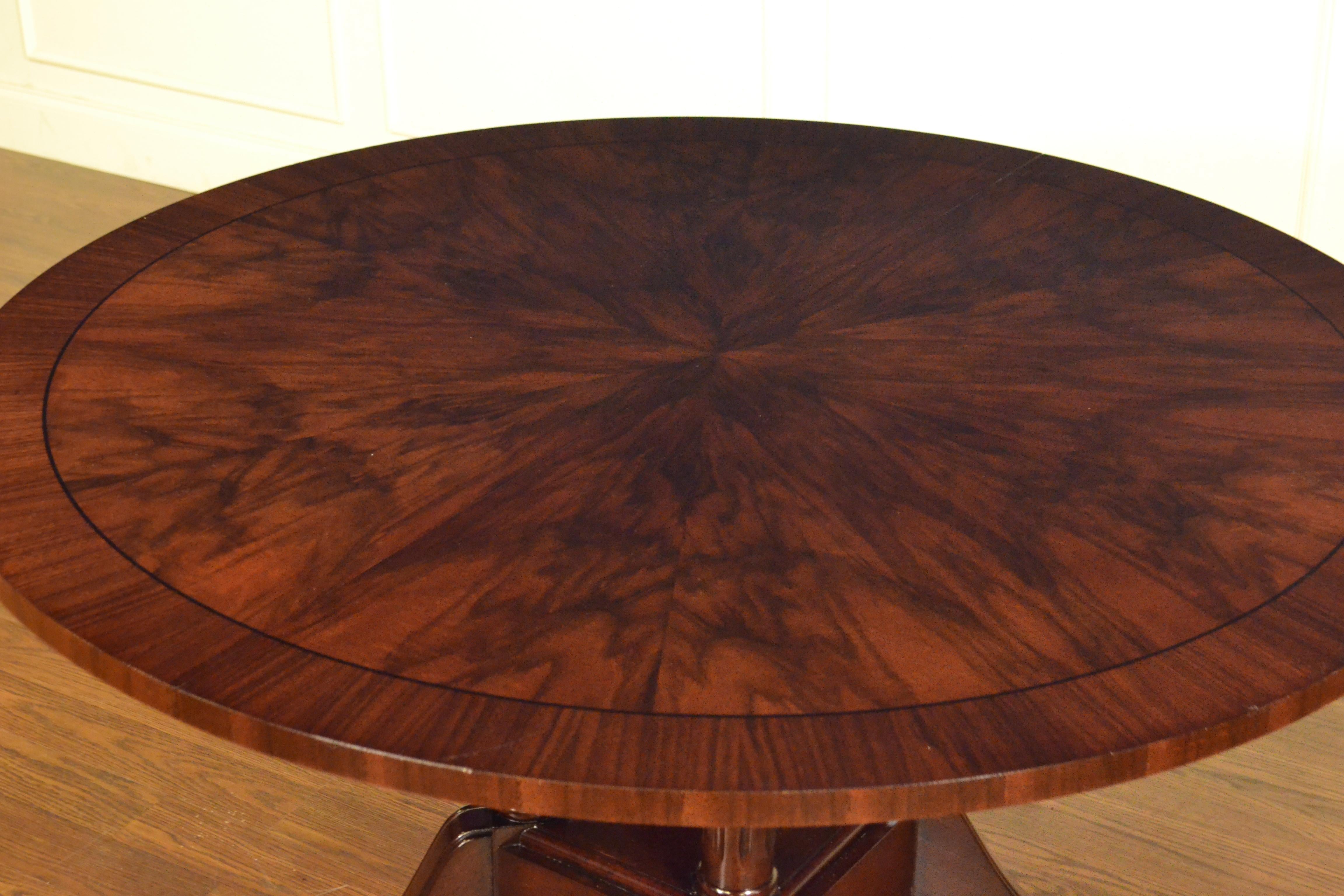 Regency Round Walnut Georgian Style Pedestal Dining Table by Leighton Hall For Sale