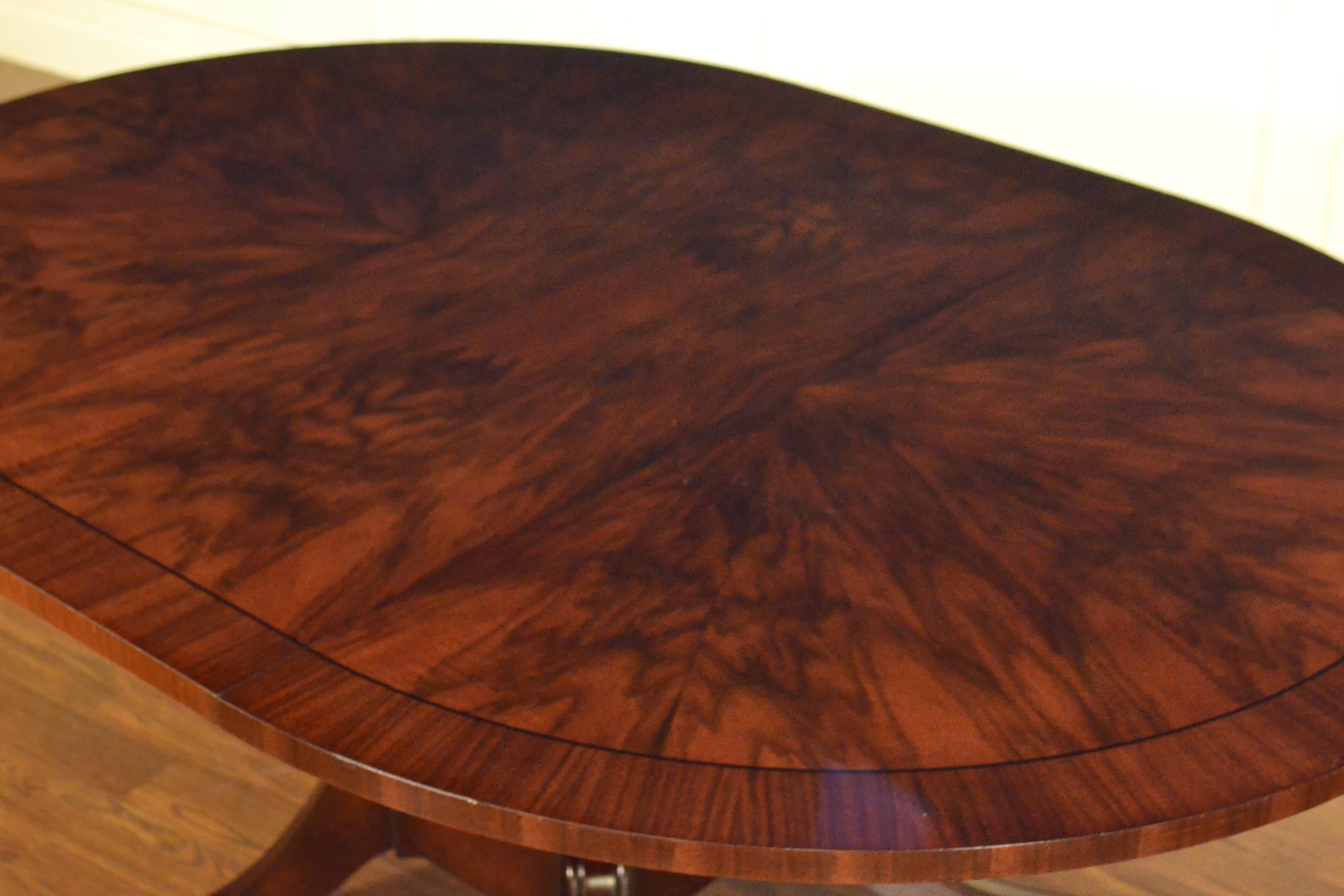 American Round Walnut Georgian Style Pedestal Dining Table by Leighton Hall For Sale