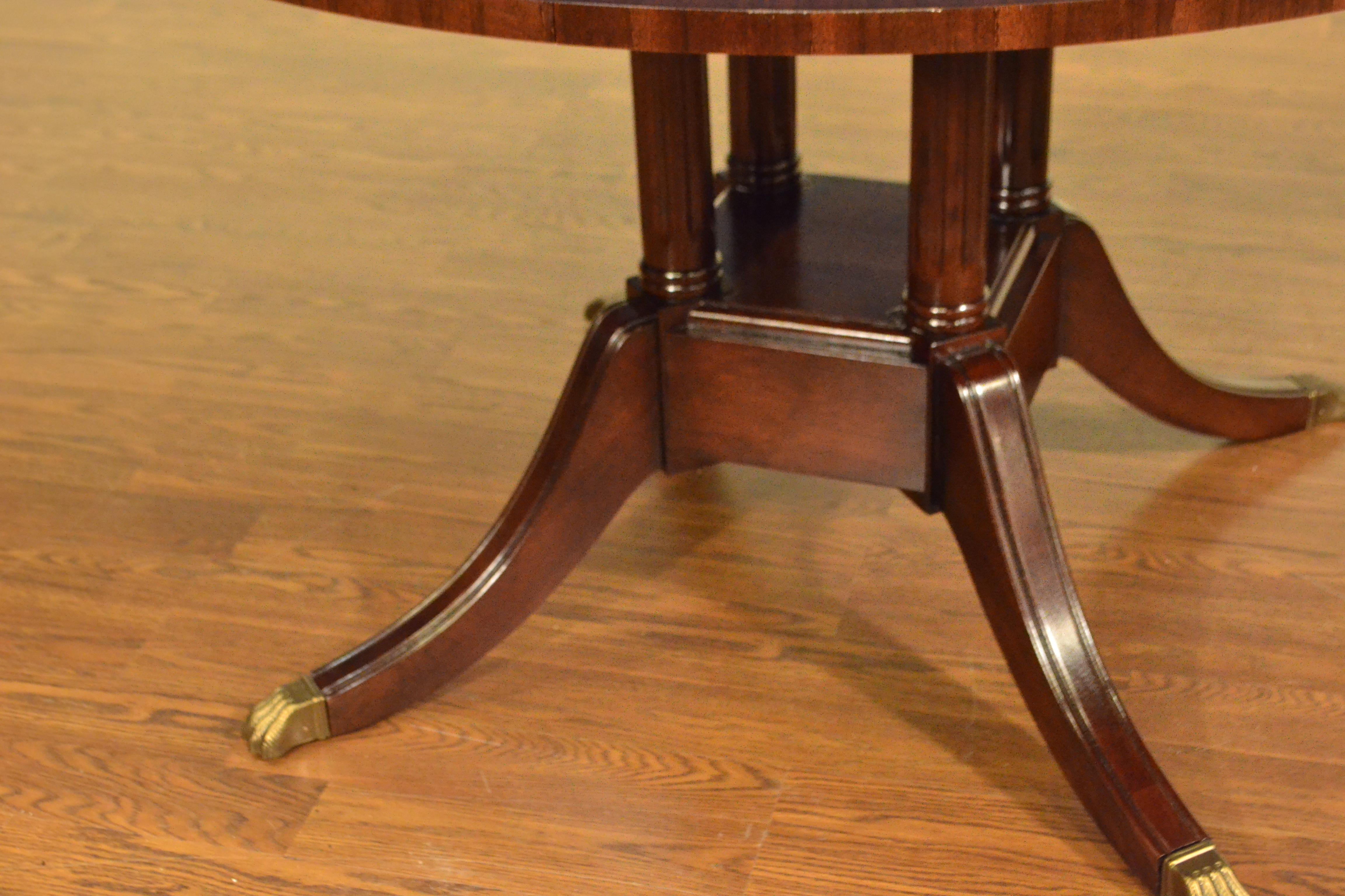 Round Walnut Georgian Style Pedestal Dining Table by Leighton Hall In New Condition For Sale In Suwanee, GA