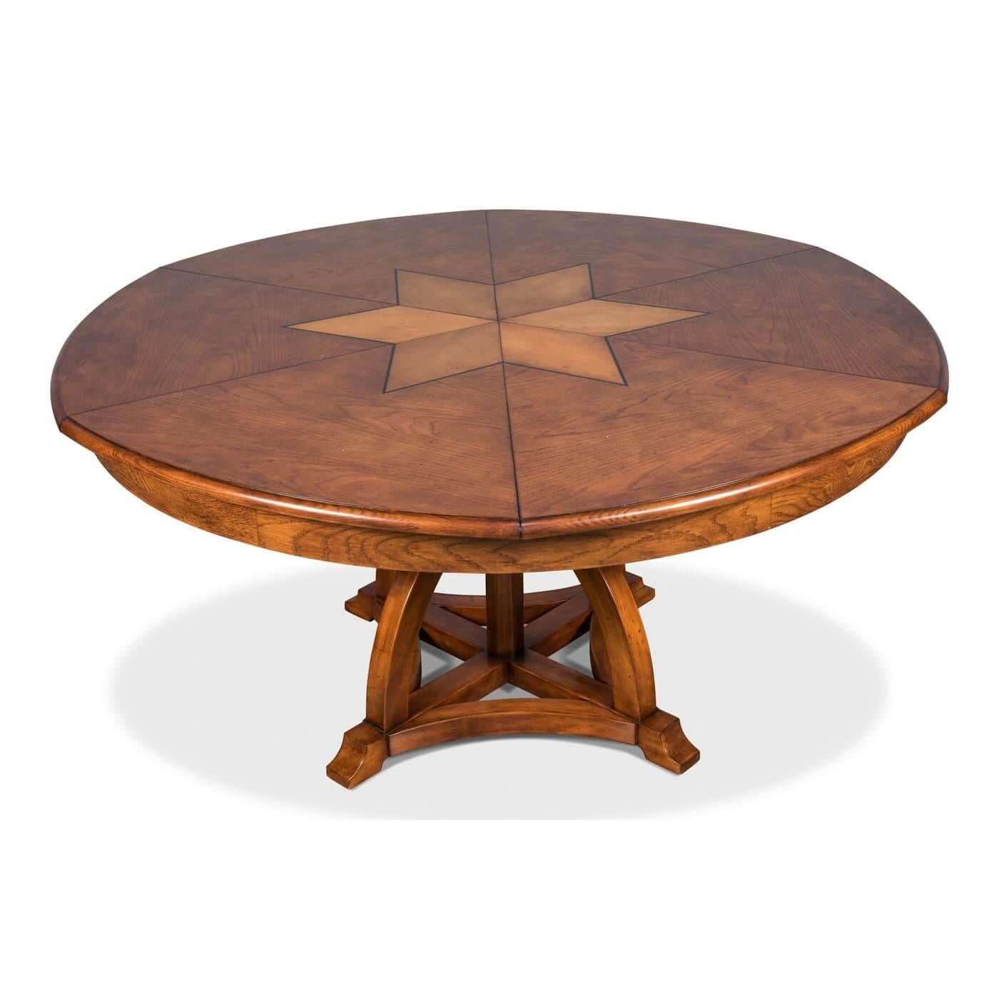 Vietnamese Round Walnut Extension Dining Table For Sale