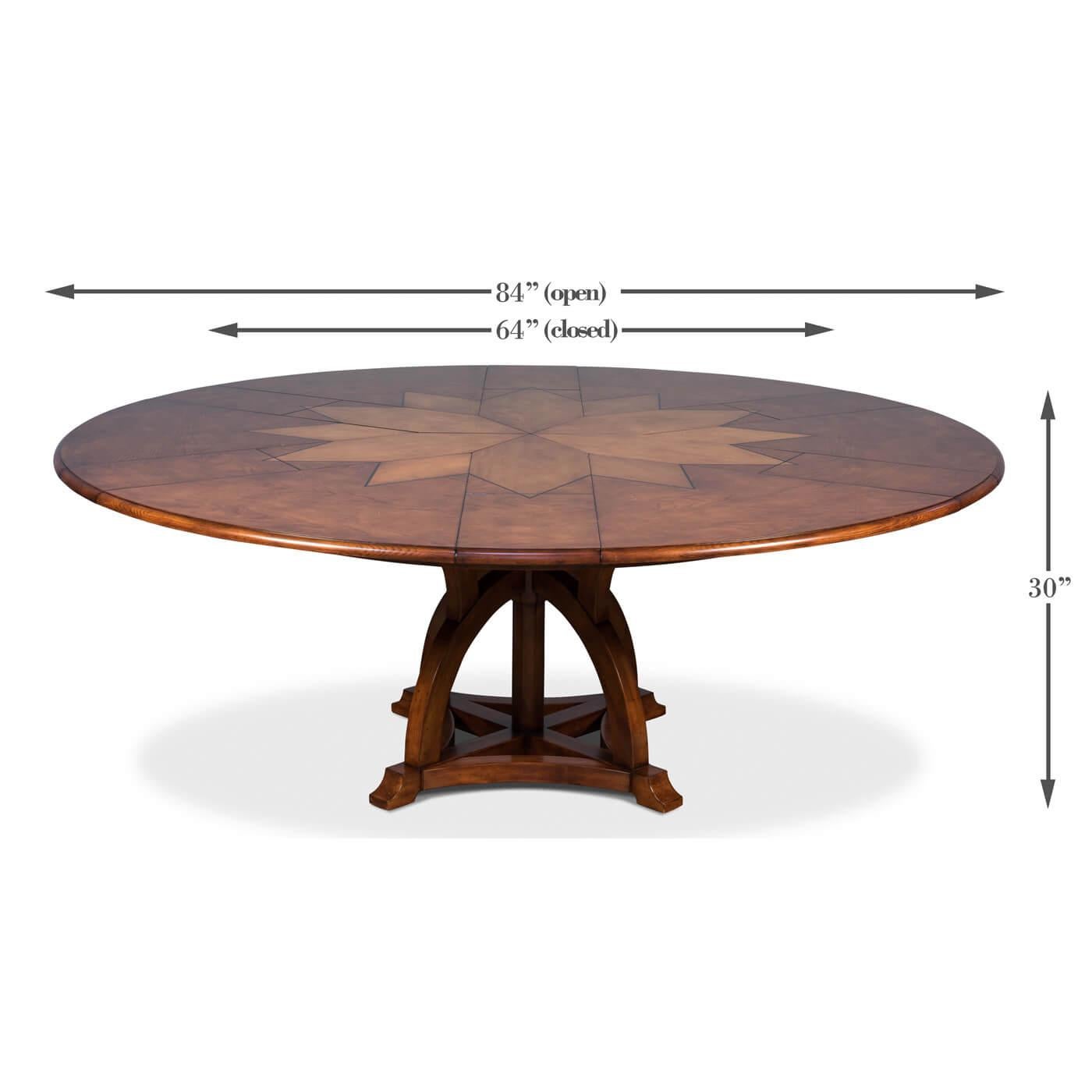Contemporary Round Walnut Extension Dining Table For Sale
