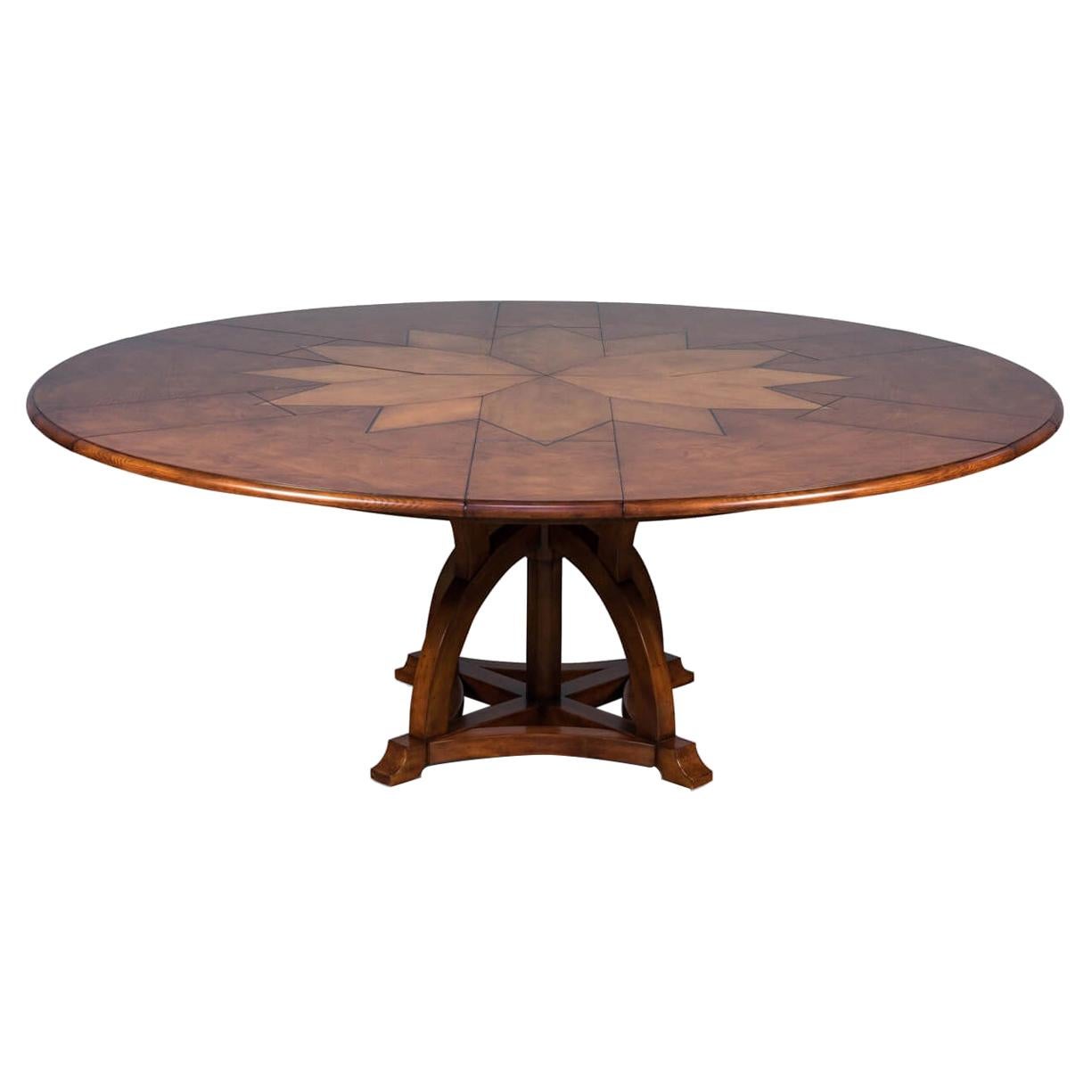 Round Walnut Extension Dining Table For Sale
