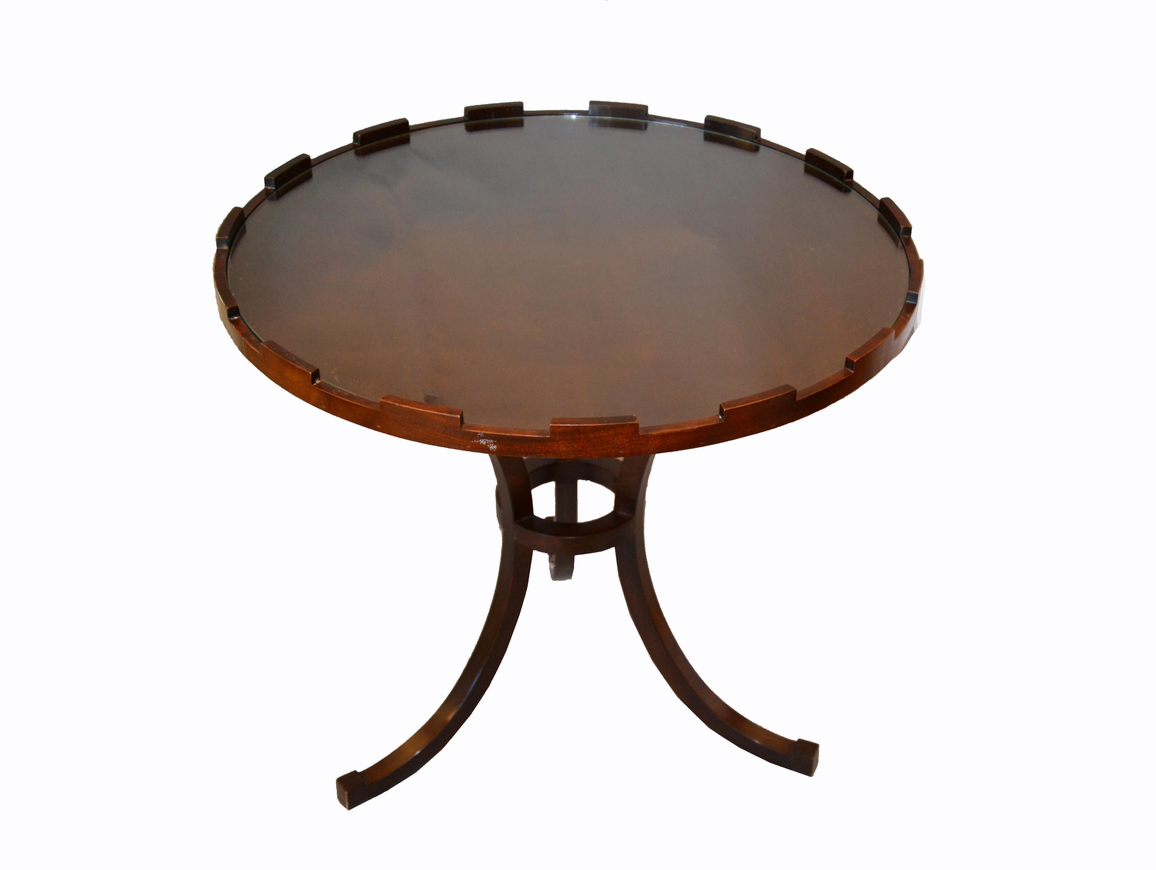 Round Walnut Side Table with Glass Top by Baker 4