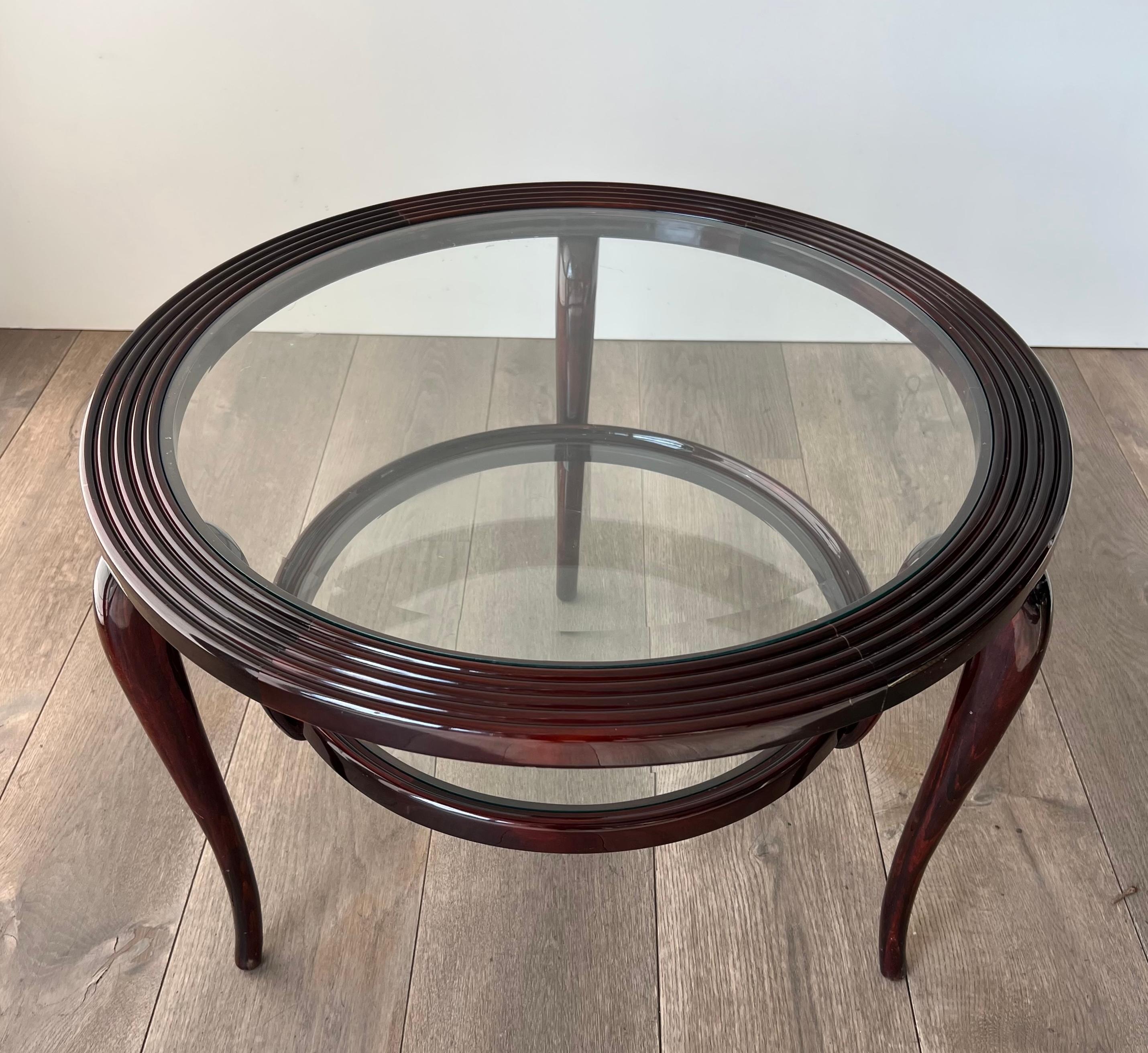 Noyer Table basse centrale ronde à deux niveaux de Paolo Buffa en vente