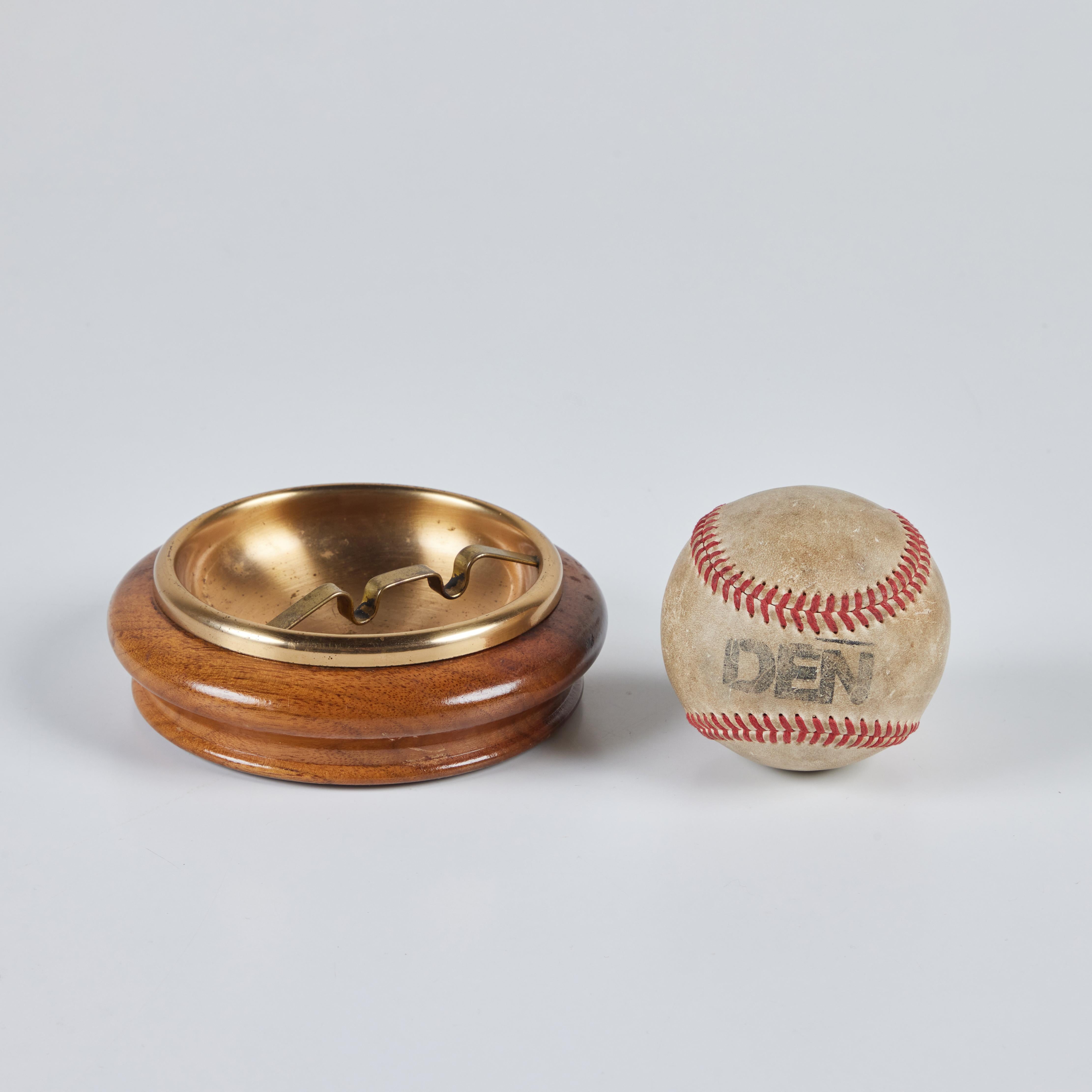 Mid-Century Modern Round Walnut with Brass Insert For Sale