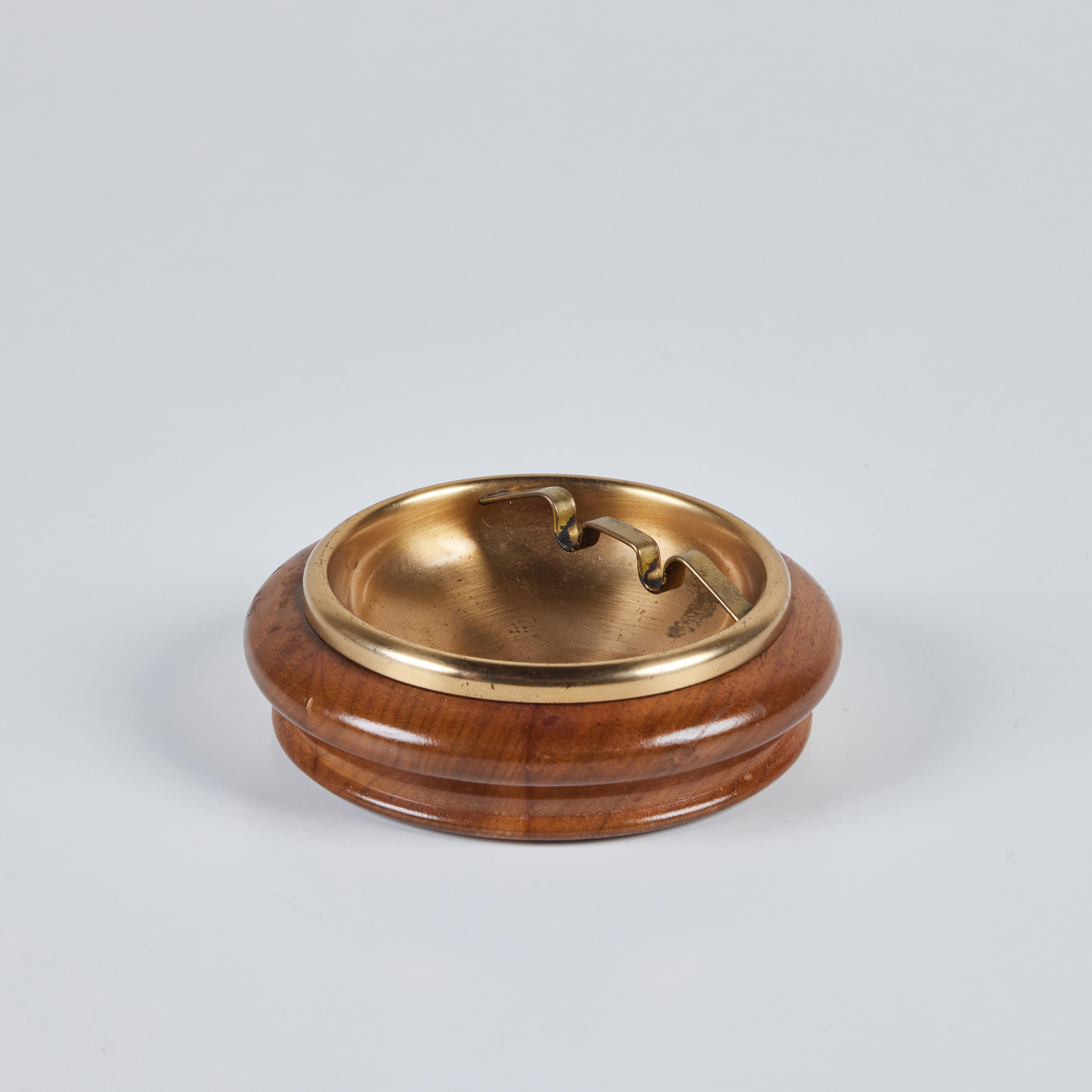 Round Walnut with Brass Insert For Sale 2