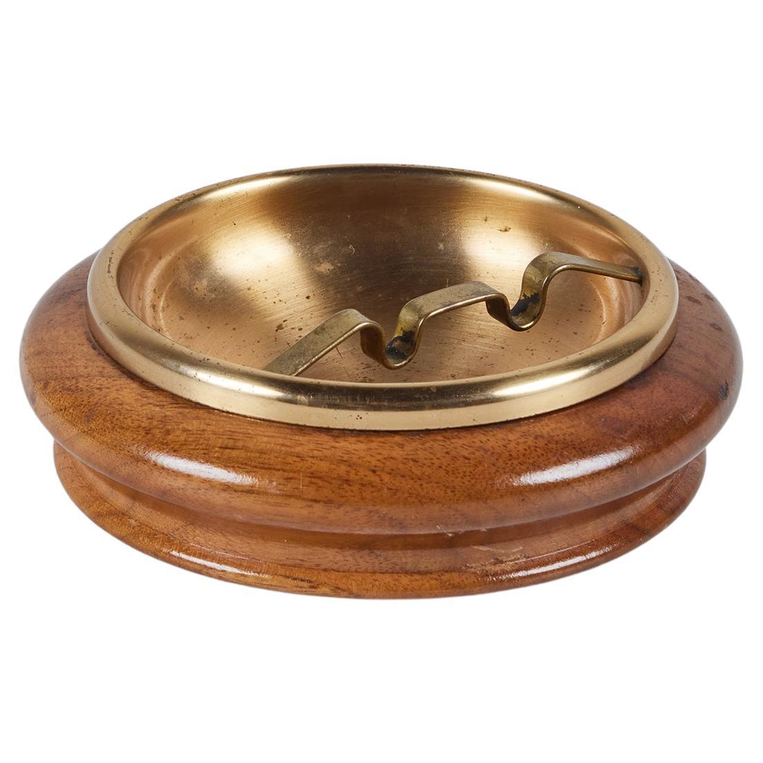 Round Walnut with Brass Insert For Sale