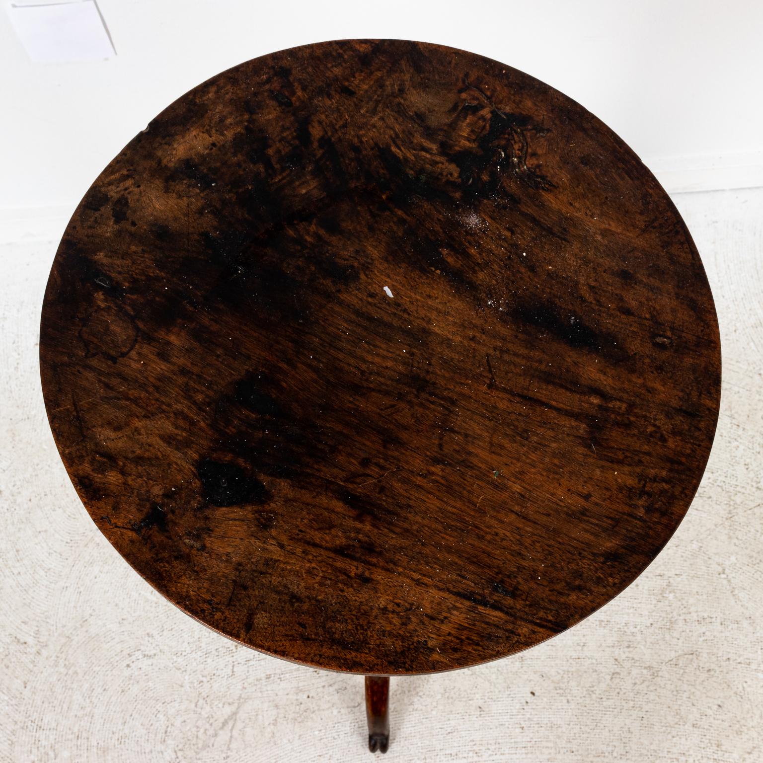 Round Walnut Work Table on Stand In Good Condition In Stamford, CT