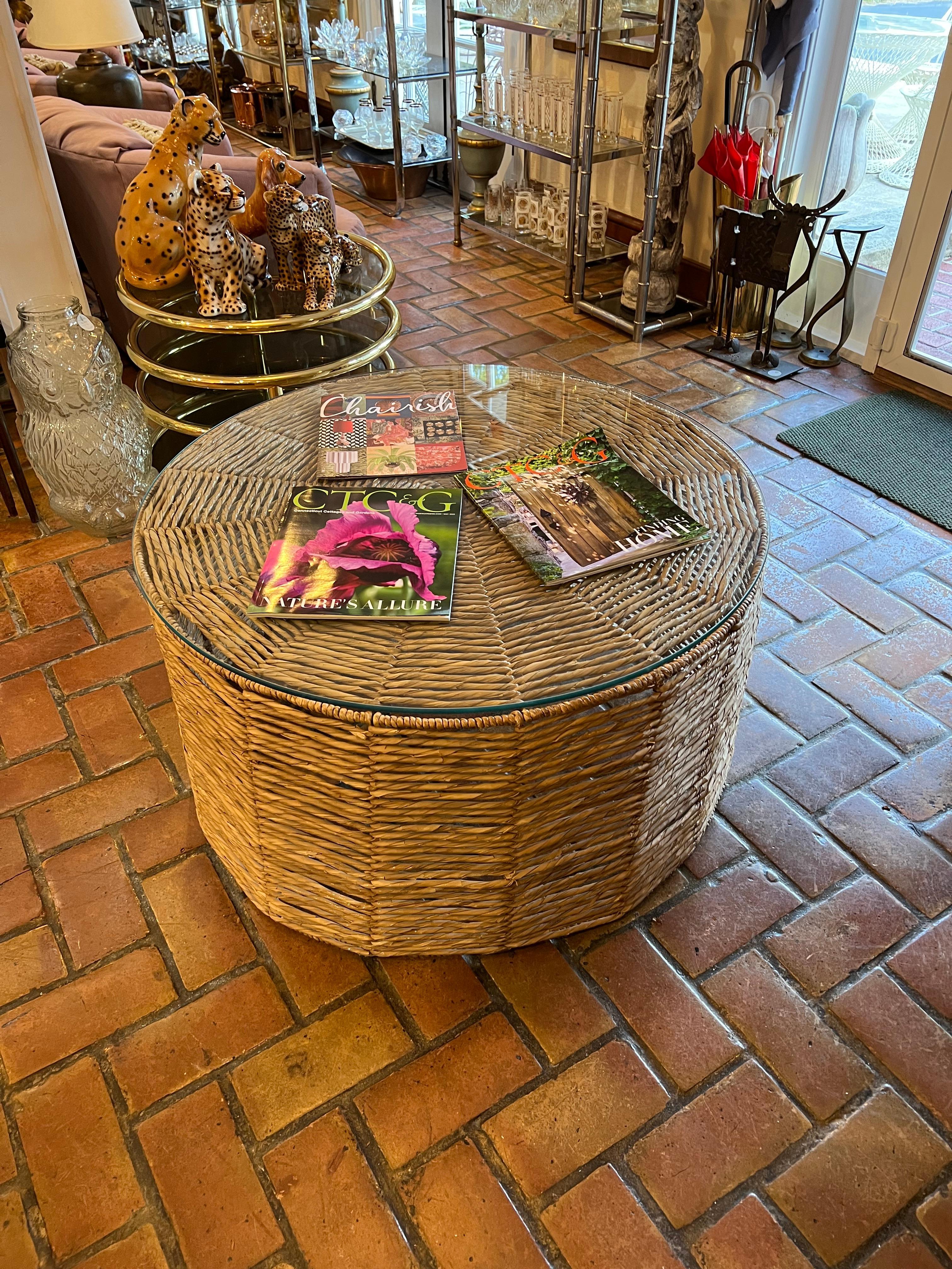 round seagrass coffee table