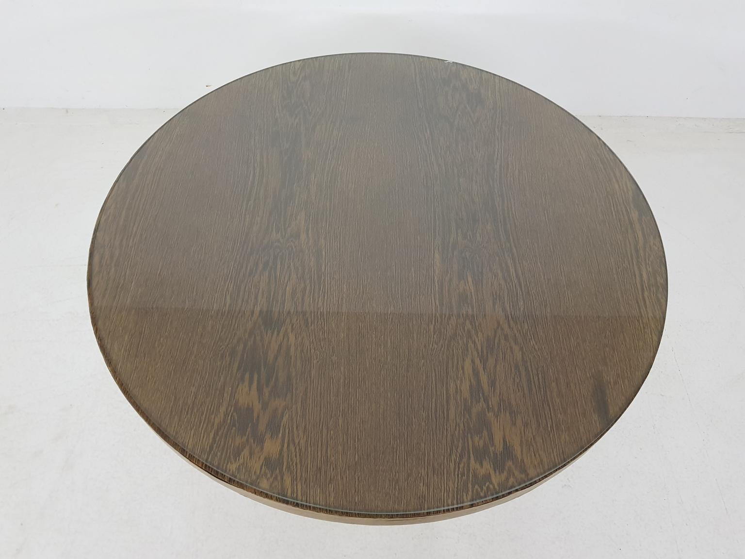 Mid-Century Modern Round Wenge Coffee / Conference Table, the Netherlands, 1950s