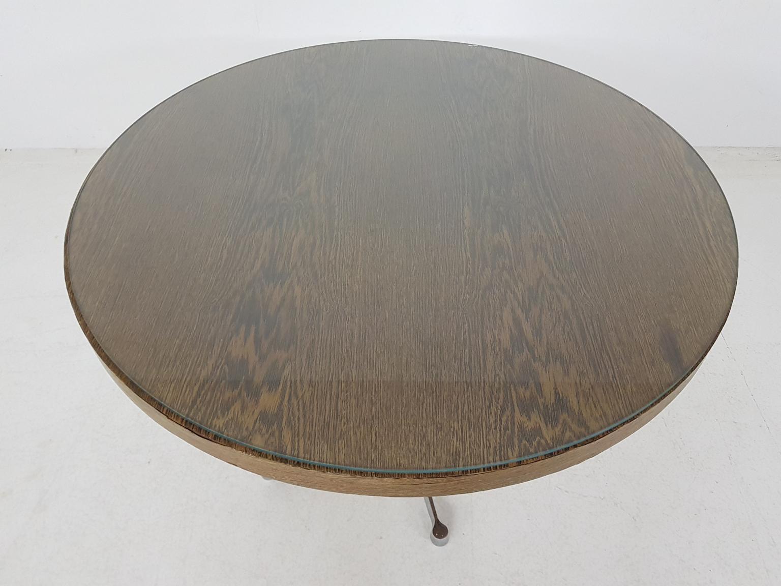 20th Century Round Wenge Coffee / Conference Table, the Netherlands, 1950s