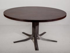 Mesa superior redonda de wengé Diseñada por Jules Wabbes, Bélgica, años sesenta.