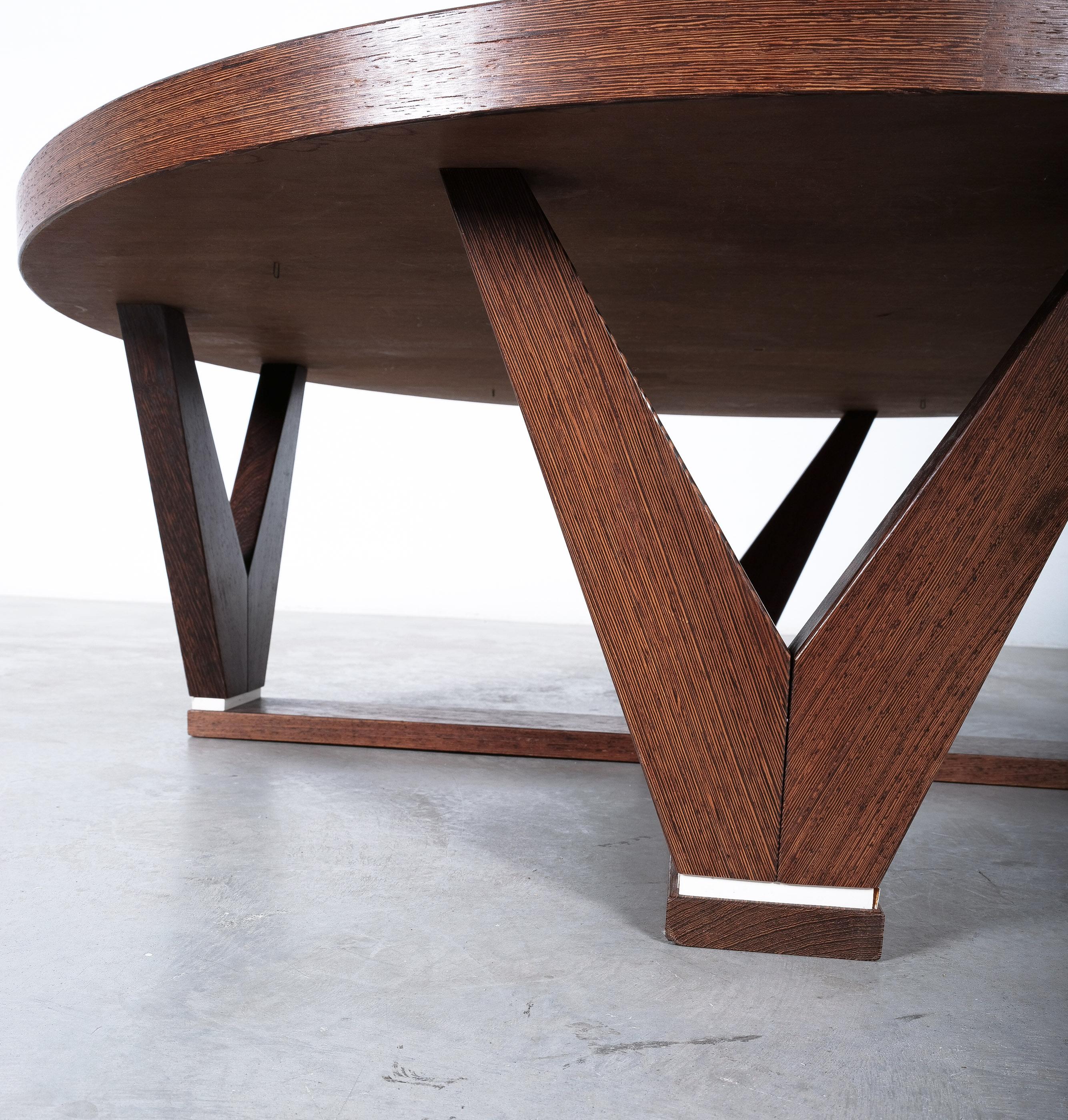 Mid-20th Century Round Wenge Wood Coffee Table, France, circa 1960