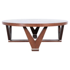 Round Wenge Wood Coffee Table, France, circa 1960
