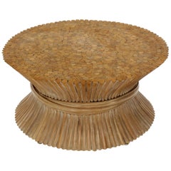 Round Wheat Bamboo Sheaf Base Coffee Table Mid-Century Modern McGuire