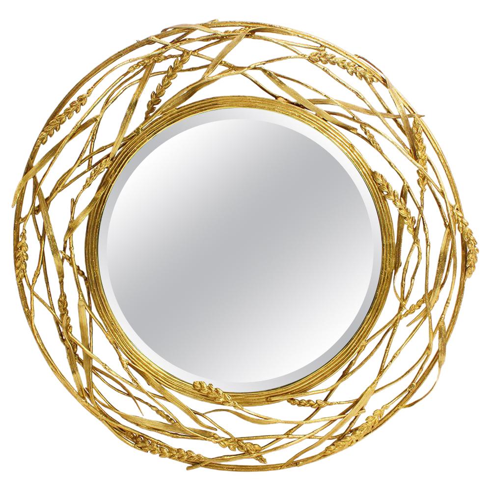 Round Wheat Mirror For Sale