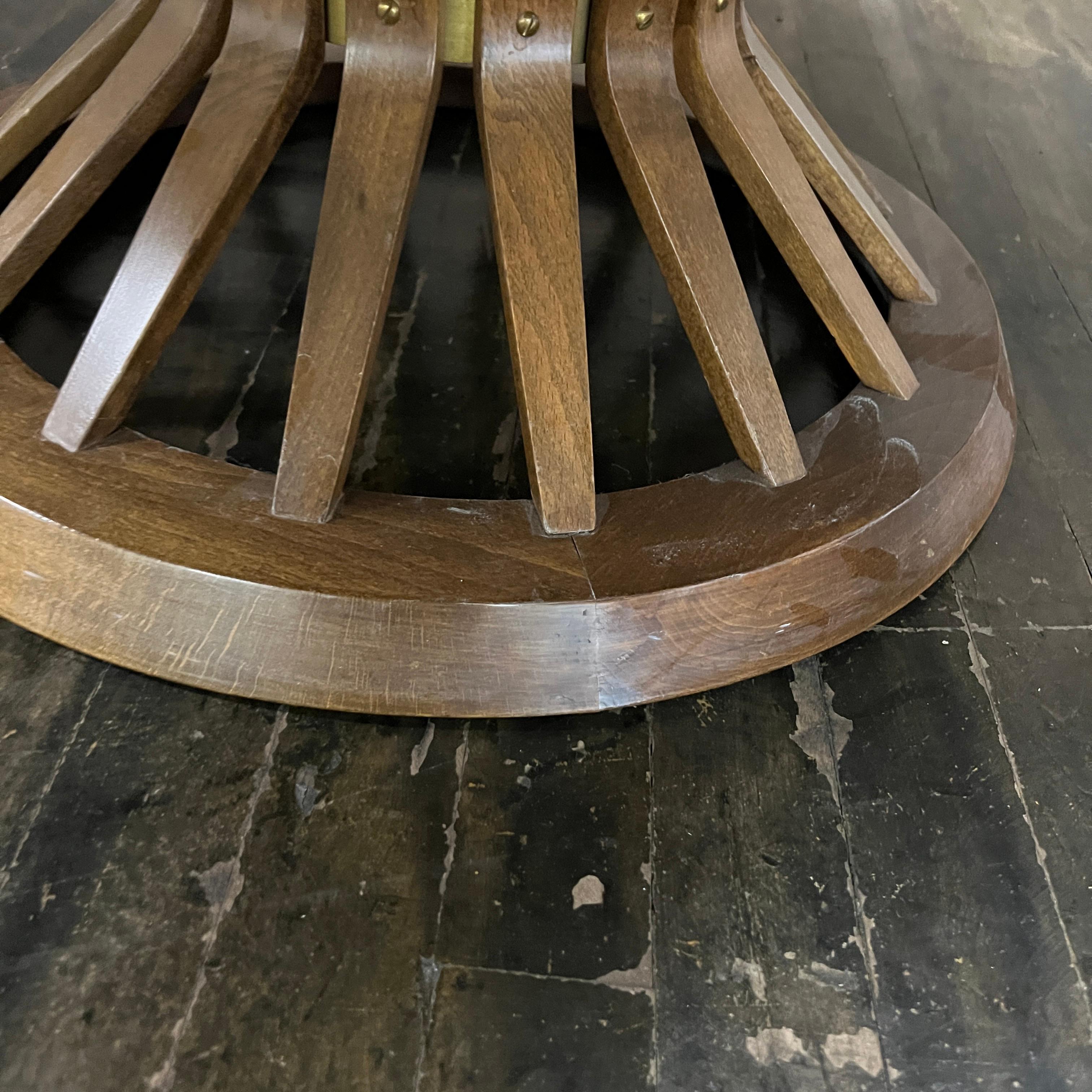 20th Century Round Wheat Sheaf Coffee Table with Walnut Base and White Marble Top