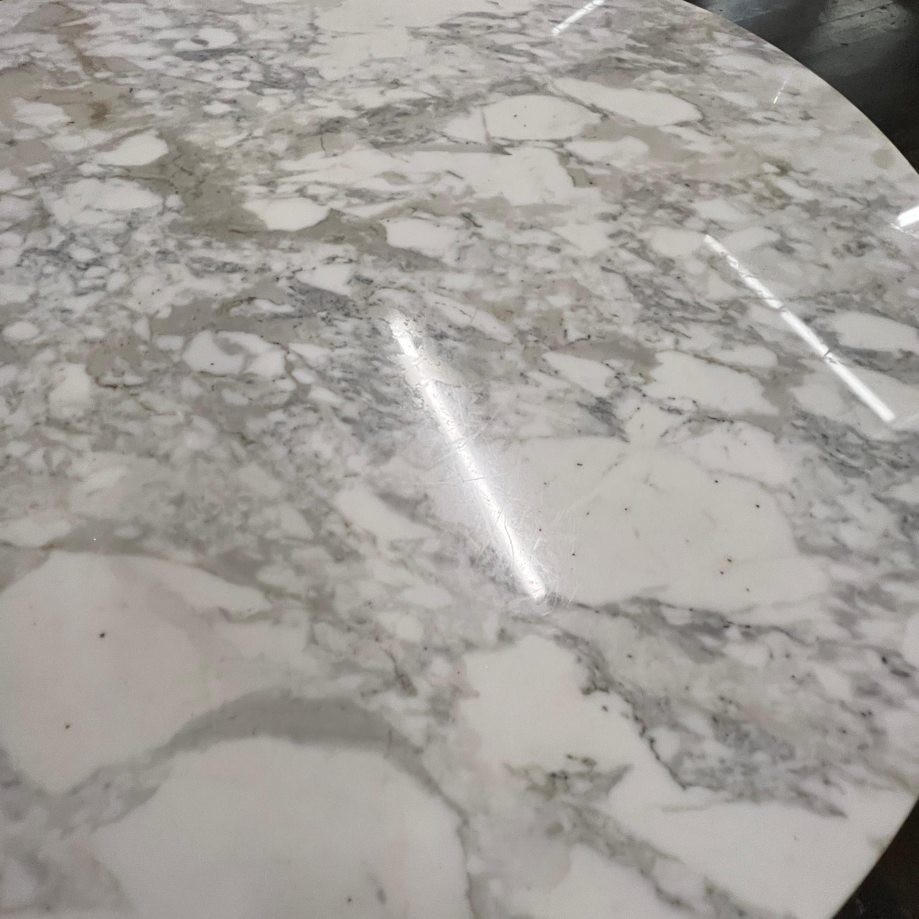 Round Wheat Sheaf Coffee Table with Walnut Base and White Marble Top 3