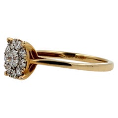 Round White Brilliant Cut Diamond Pave Halo Set Illusion 14K Yellow Gold Ring