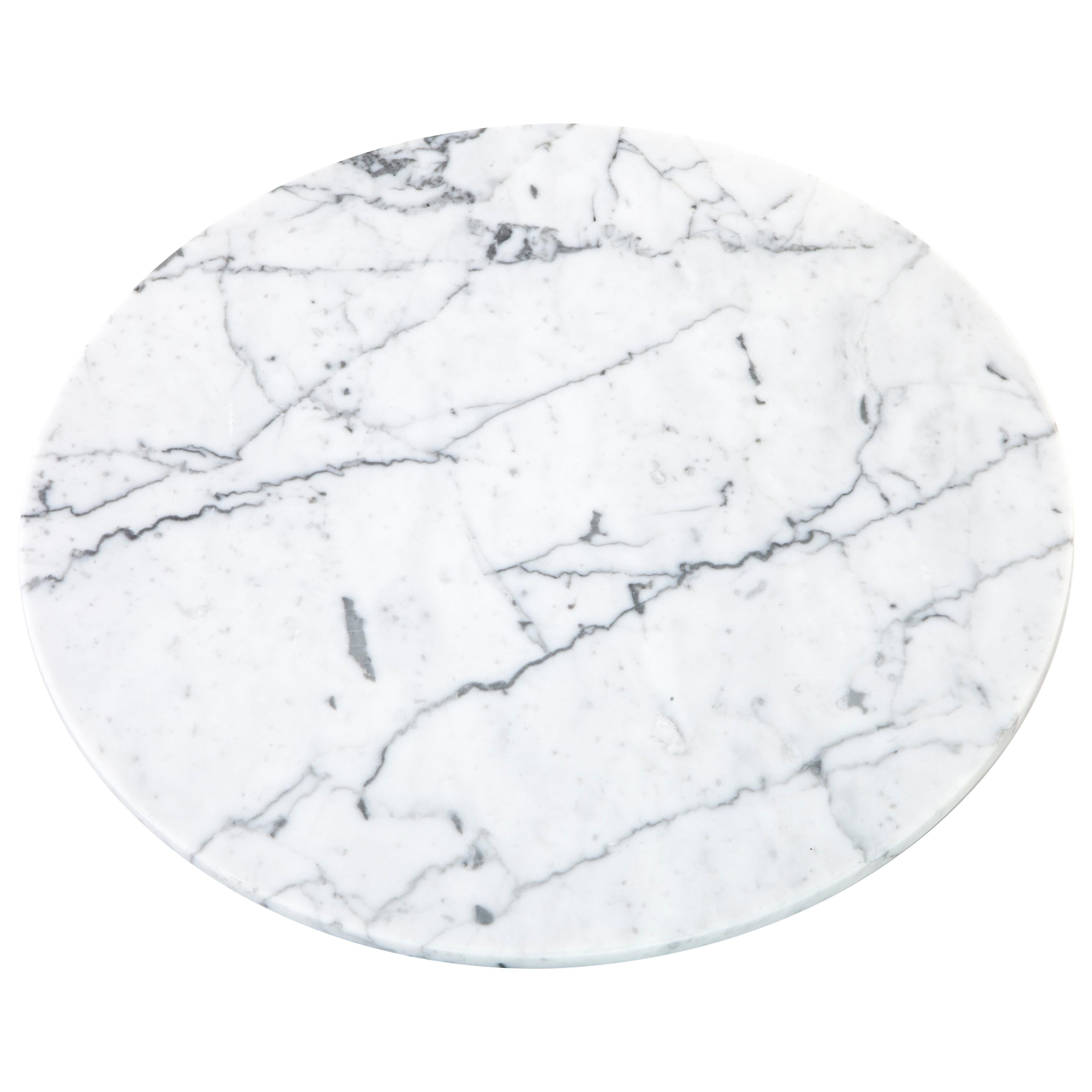 Handmade Rounded White Carrara Marble Cheese Plate