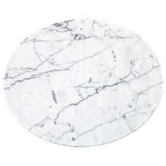 Handmade Rounded White Carrara Marble Cheese Plate