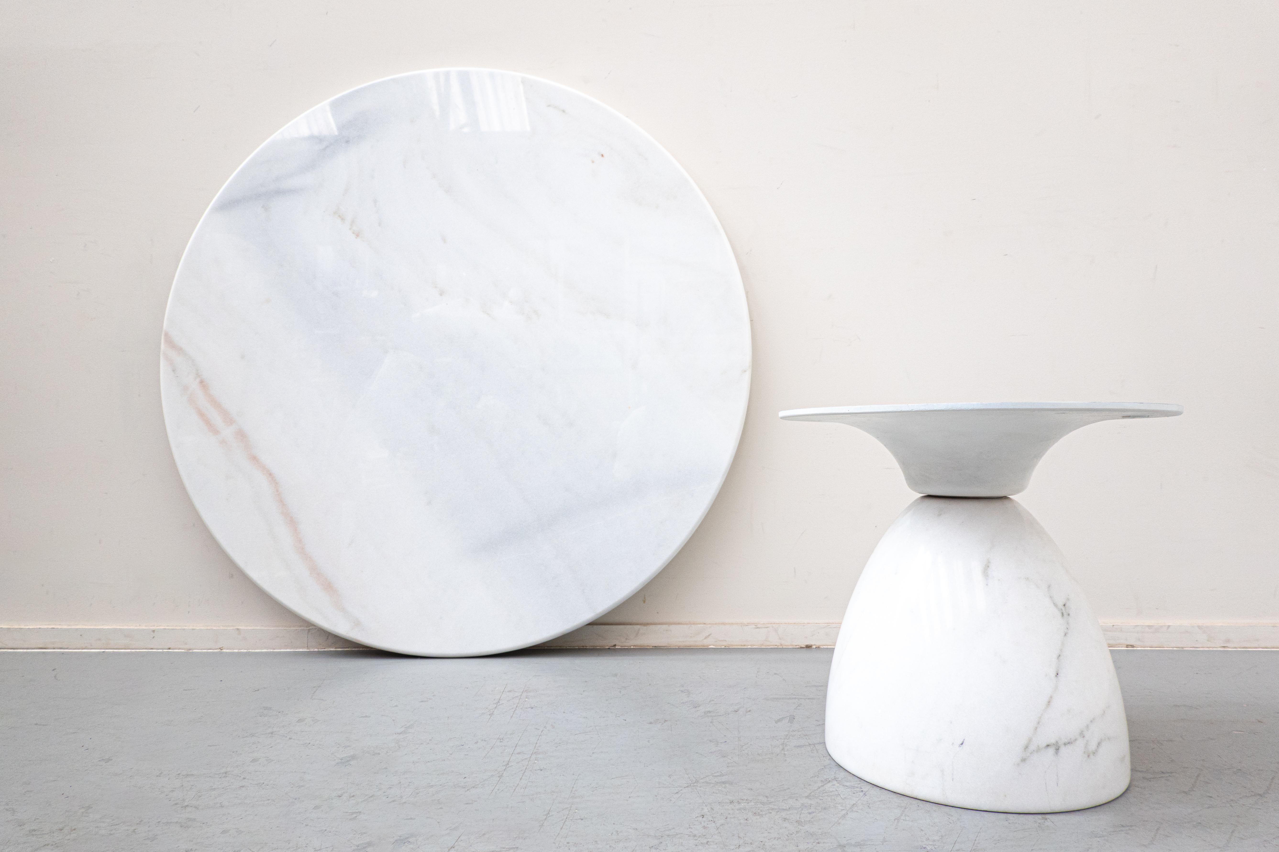 Allemand Table basse ronde en marbre blanc de Carrare de Peter Draenert, 1970 en vente