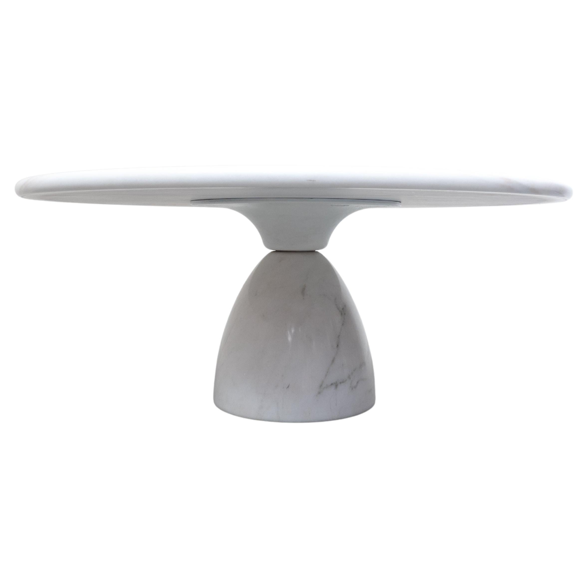 Round White Carrara Marble Coffee Table by Peter Draenert, 1970s For Sale
