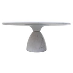 Round White Carrara Marble Coffee Table by Peter Draenert, 1970s