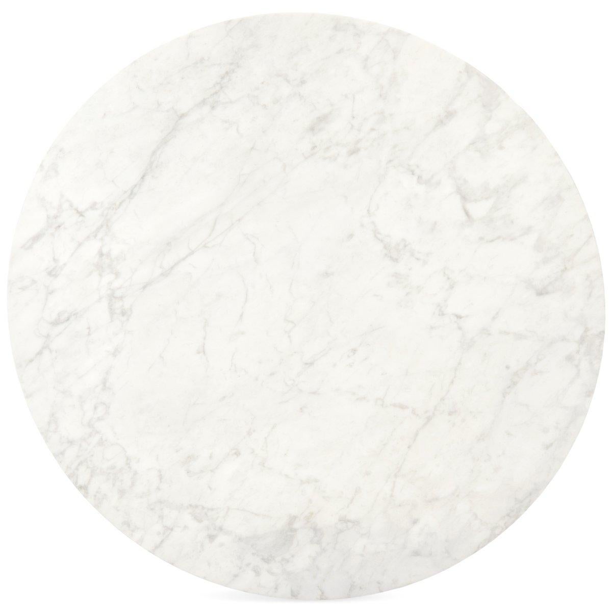 Moderno Tavolino rotondo con piano in marmo bianco di Carrara e base scanalata in vendita