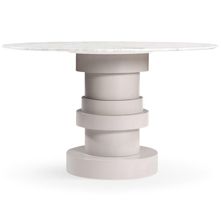 Round White Carrara Top Dining Table, Round Dining Table Pedestal Base