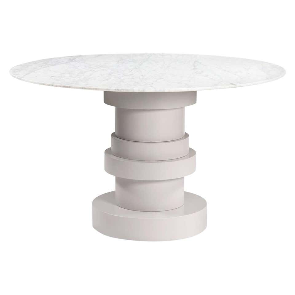 Vintage Pedestal Base Mirrored Dining Table w/ Two Leaves at 1stDibs