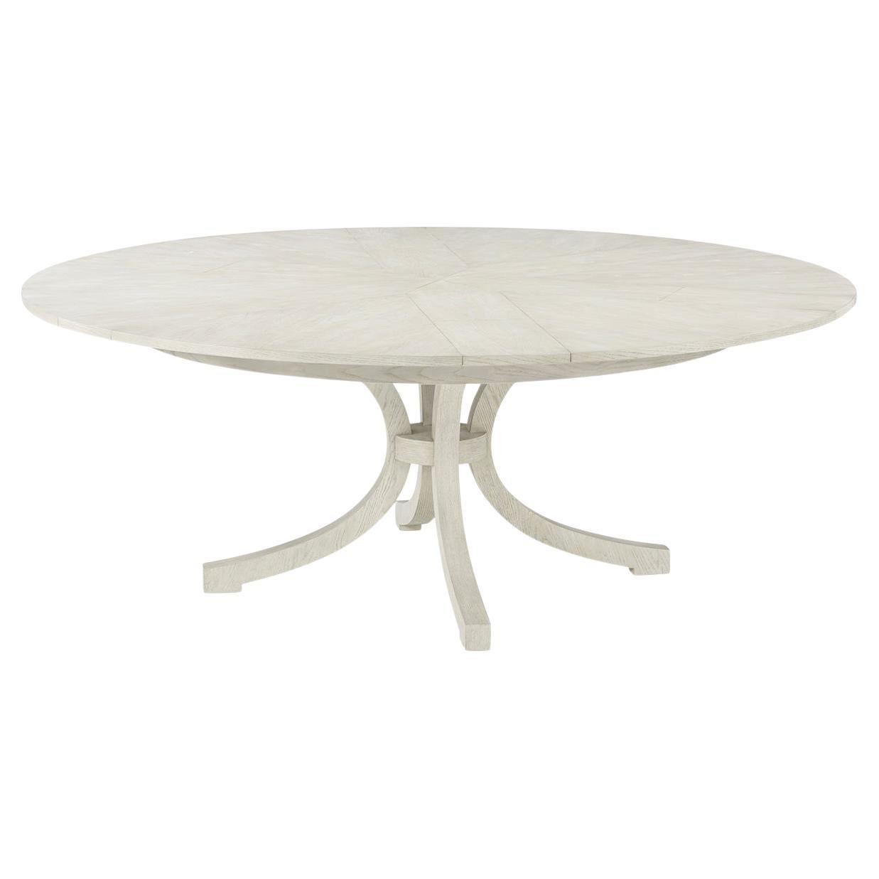 Table de salle à manger ronde à rallonge côtière blanche