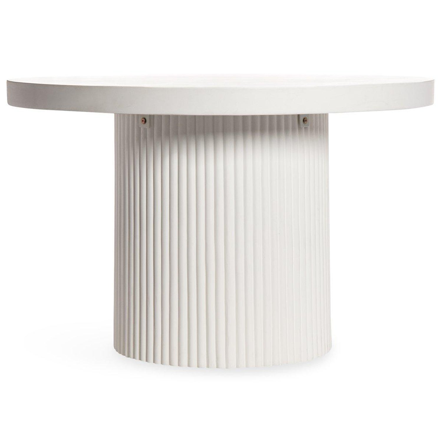 Round White Concrete Dining Table With Fluted Base At 1stdibs