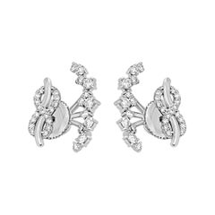 Round White Diamond 0.85 Carat Total 14 Karat Gold Fashion Ear Cuff Earring