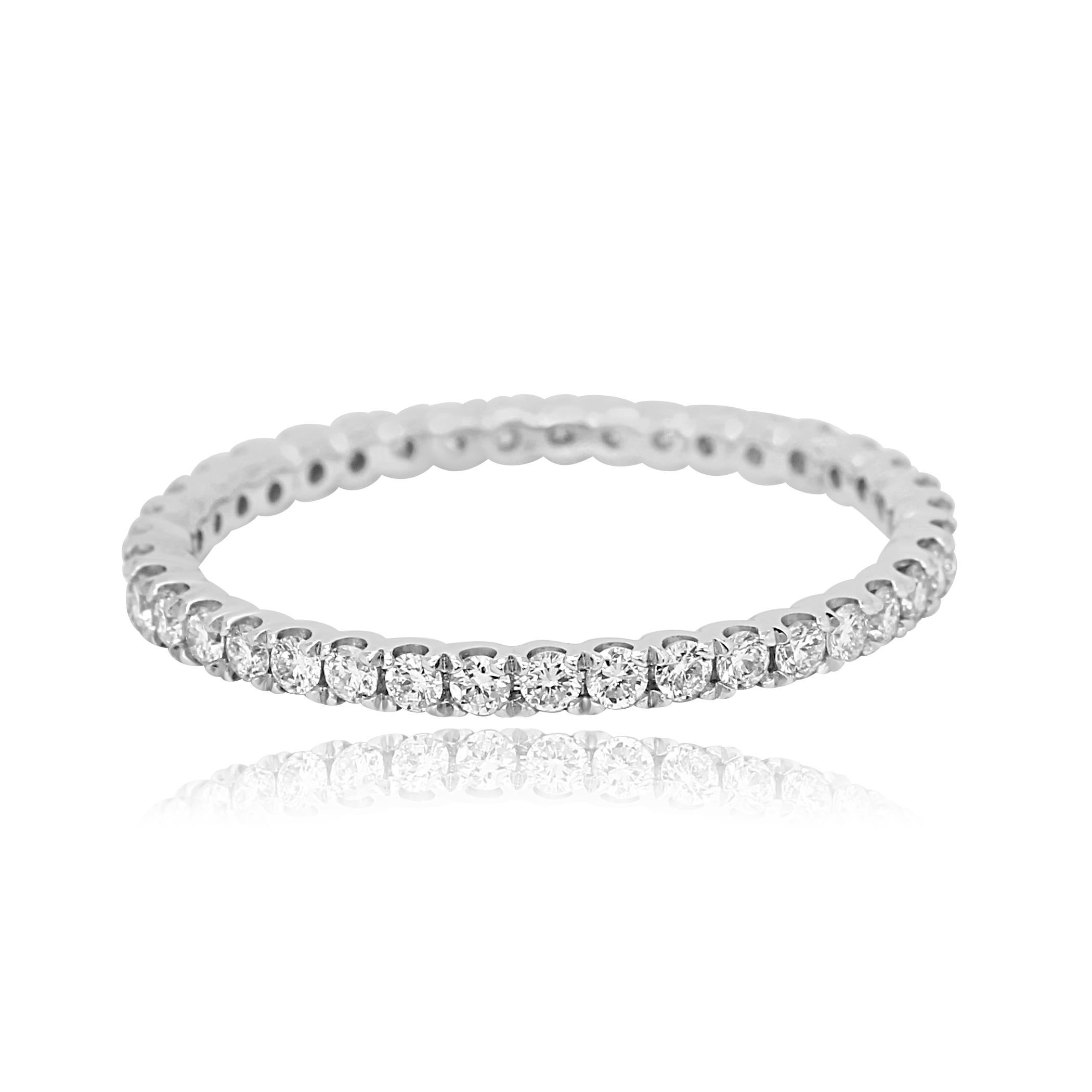 Modern Round White Diamond Gold Bridal Eternity Band Ring