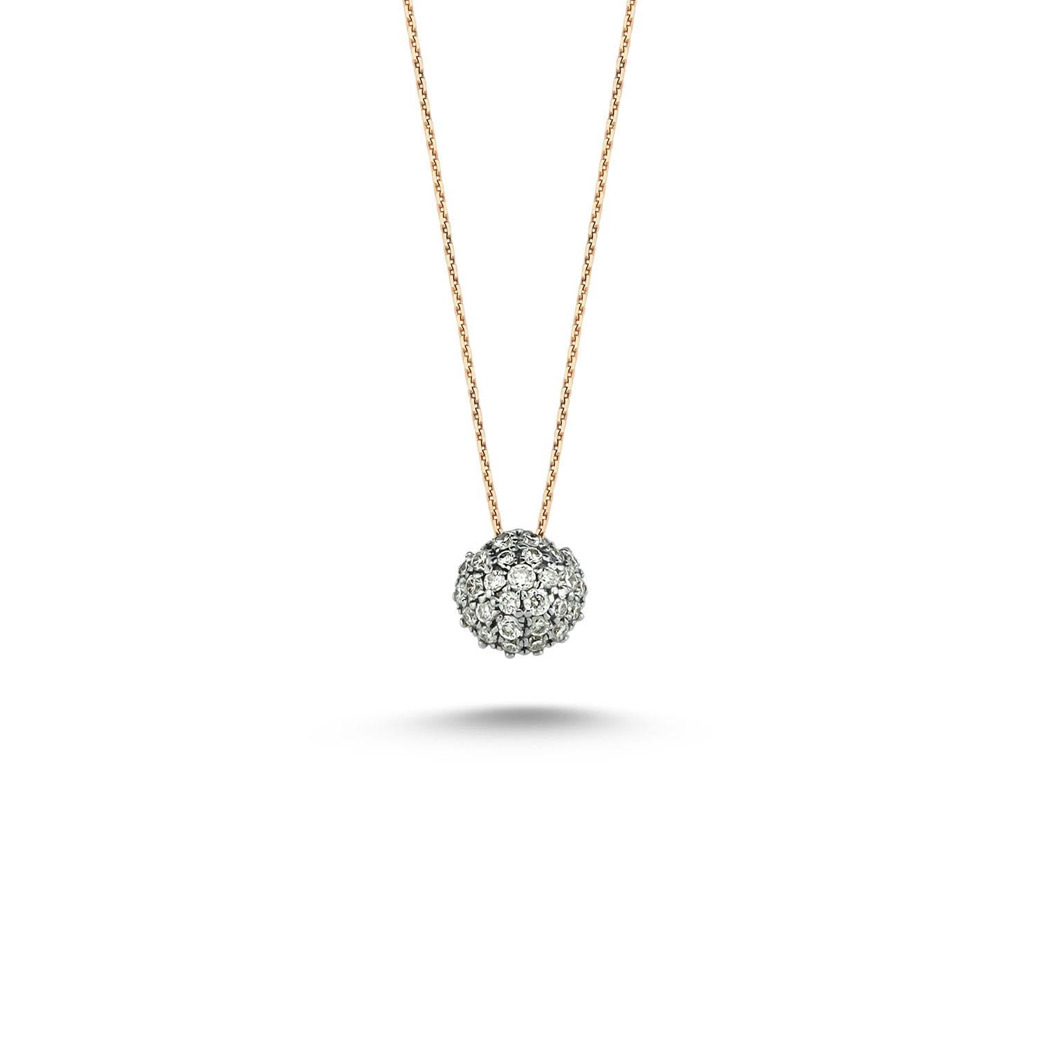Round white diamond necklace in 14k rose gold by Selda Jewellery

Additional Information:-
Collection: Waves collection
14K Rose gold
0.29ct White diamond
Pendant height 0.6cm
Chain length  42cm