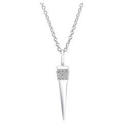 Round White Diamonds Fashion Drop Pendant 14 Karat White Gold Chain Necklace