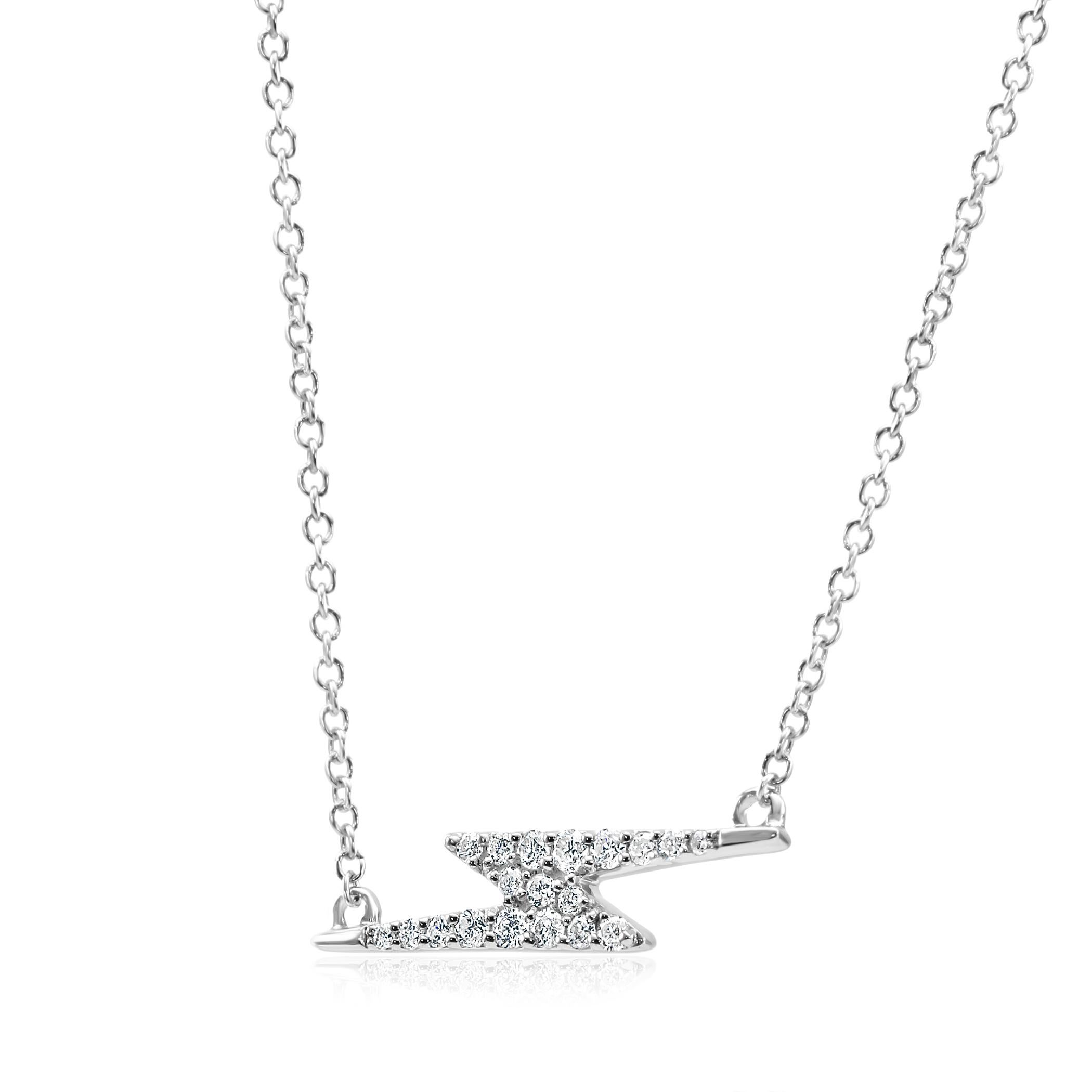 Round Cut Round White Diamonds Fashion Drop Pendant 14 Karat White Gold Chain Necklace