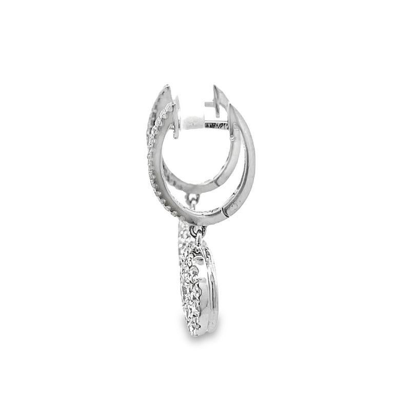Modern Round White Diamonds G/VS in 18K White Gold Dangle Earrings For Sale