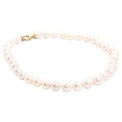 Round White Freshwater Pearl Necklace 9 Carat Gold Clasp